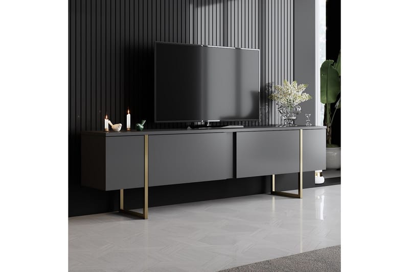 Luxe Tv-bord 180x50 cm Sort/Guld - Hanah Home - Møbler - TV borde & mediemøbler - TV-borde
