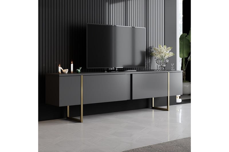 Luxe Tv-bord 180x50 cm Sort/Guld - Hanah Home - Møbler - TV borde & mediemøbler - TV-borde