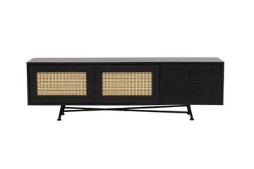 Makwana Gulvstående Tv-bord 180 cm med Opbevaring i Malet Træ - Sort - Møbler - TV borde & mediemøbler - TV-borde