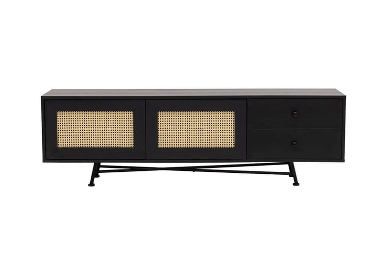 Makwana Gulvstående Tv-bord 180 cm med Opbevaring i Malet Træ - Sort - Møbler - TV borde & mediemøbler - TV-borde