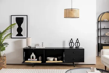 Makwana Gulvstående Tv-bord 180 cm med Opbevaring i Malet Træ - Sort - Møbler - TV borde & mediemøbler - TV-borde