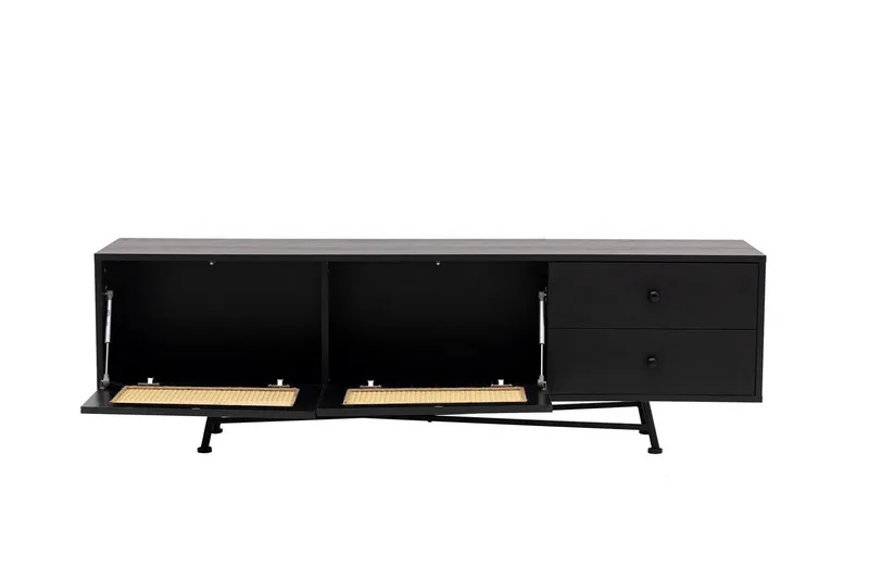 Makwana Gulvstående Tv-bord 180 cm med Opbevaring i Malet Træ - Sort - Møbler - TV borde & mediemøbler - TV-borde