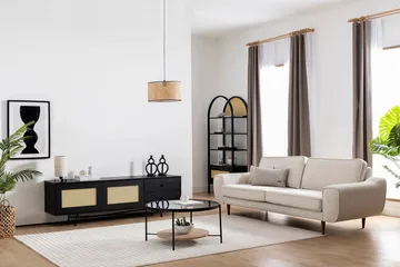 Makwana Gulvstående Tv-bord 180 cm med Opbevaring i Malet Træ - Sort - Møbler - TV borde & mediemøbler - TV-borde