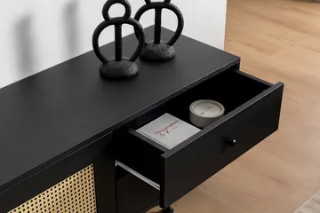 Makwana Gulvstående Tv-bord 180 cm med Opbevaring i Malet Træ - Sort - Møbler - TV borde & mediemøbler - TV-borde