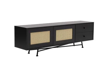 Makwana Gulvstående Tv-bord 180 cm med Opbevaring i Malet Træ - Sort - Møbler - TV borde & mediemøbler - TV-borde