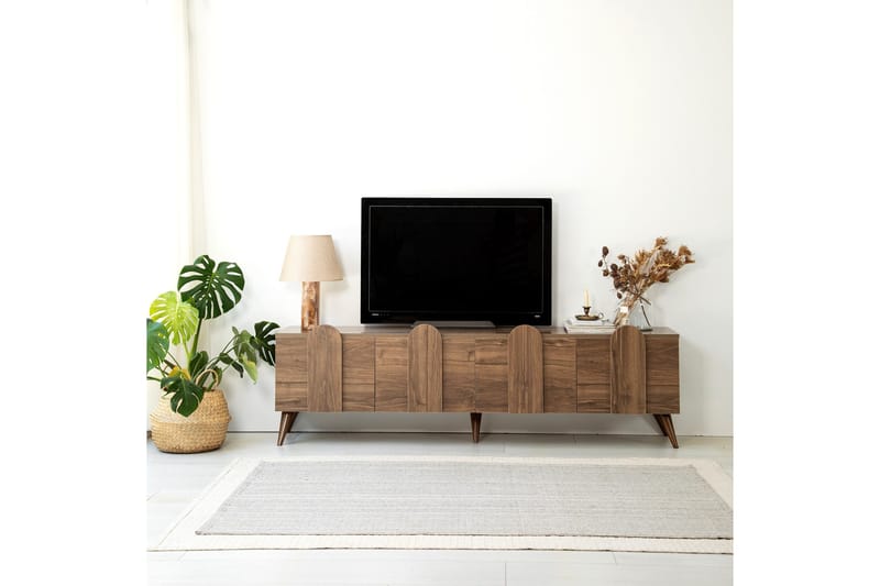 Malpani Fritstående Tv-bord 180 cm med Opbevaring i Valnød - Brun - Møbler - TV borde & mediemøbler - TV-borde