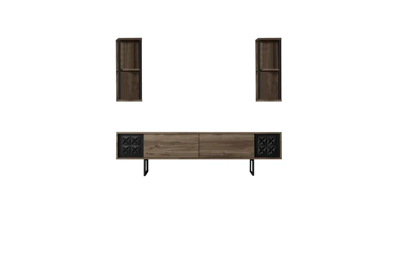 Manchan TV-Bord 180 cm - Valnød finér/Sort - Møbler - TV borde & mediemøbler - TV-borde