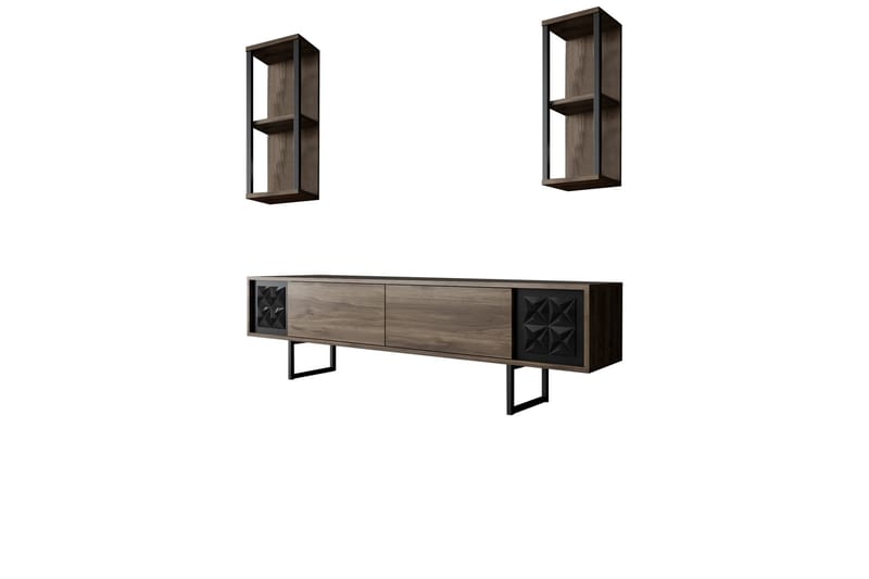 Manchan TV-Bord 180 cm - Valnød finér/Sort - Møbler - TV borde & mediemøbler - TV-borde