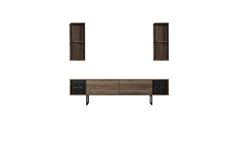 Manchan TV-Bord 180 cm - Valnød finér/Sort - TV-borde