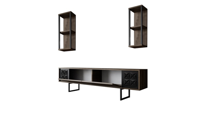 Manchan TV-Bord 180 cm - Valnød finér/Sort - Møbler - TV borde & mediemøbler - TV-borde