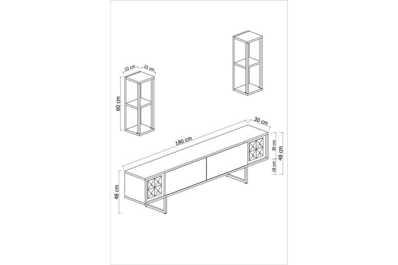 Manchan TV-Bord 180 cm - Valnød finér/Sort - TV-borde