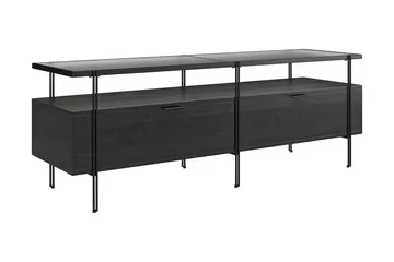 Marinko Tv-bord 140 cm med Opbevaring i Træ med Metalben - Sort - Møbler - TV borde & mediemøbler - TV-borde