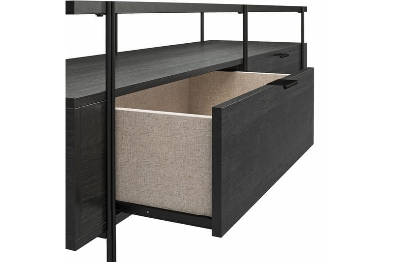 Marinko Tv-bord 140 cm med Opbevaring i Træ med Metalben - Sort - Møbler - TV borde & mediemøbler - TV-borde