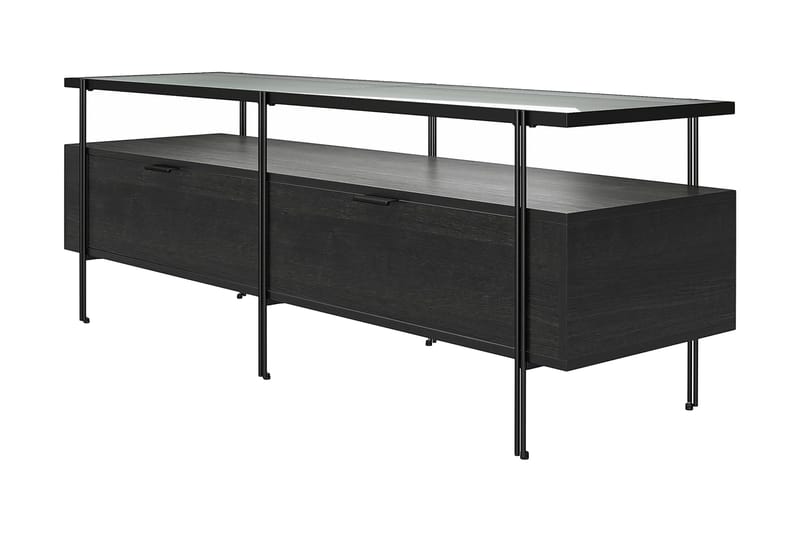 Marinko Tv-bord 140 cm med Opbevaring i Træ med Metalben - Sort - Møbler - TV borde & mediemøbler - TV-borde