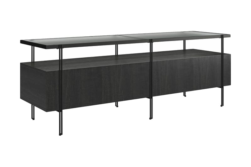 Marinko Tv-bord 140 cm med Opbevaring i Træ med Metalben - Sort - Møbler - TV borde & mediemøbler - TV-borde
