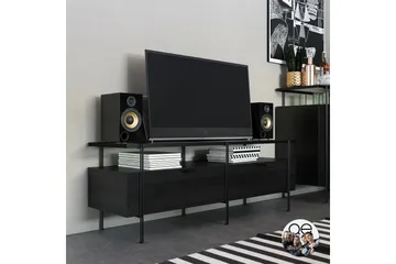 Marinko Tv-bord 140 cm med Opbevaring i Træ med Metalben - Sort - Møbler - TV borde & mediemøbler - TV-borde