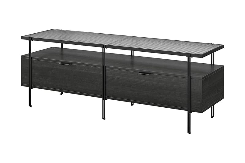 Marinko Tv-bord 140 cm med Opbevaring i Træ med Metalben - Sort - Møbler - TV borde & mediemøbler - TV-borde