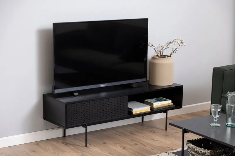 Mehoopany Fritstående Tv-bord 140 cm med Opbevaring i Malet Træ - Sort - Møbler - TV borde & mediemøbler - TV-borde