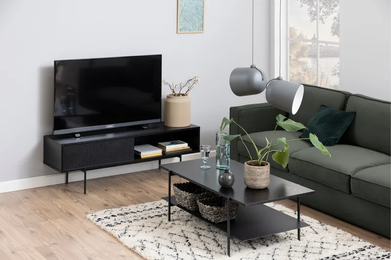 Mehoopany Fritstående Tv-bord 140 cm med Opbevaring i Malet Træ - Sort - Møbler - TV borde & mediemøbler - TV-borde