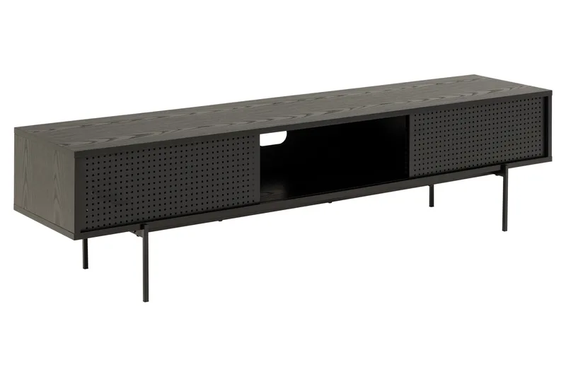 Mehoopany Fritstående Tv-bord 180 cm med Opbevaring i Mørkt Træ, Sort