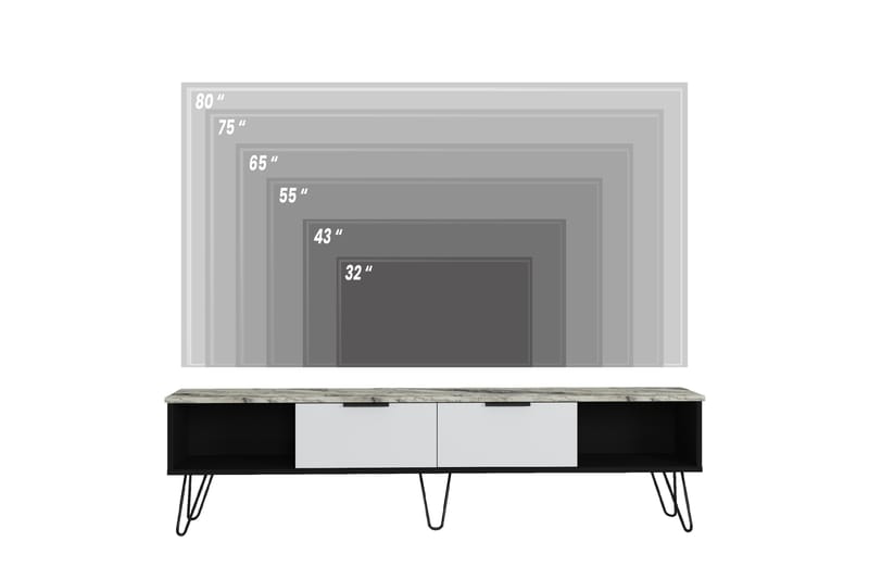 Meknes TV-bord 180 cm - Sort/Hvid/Sort/Hvid - TV-borde
