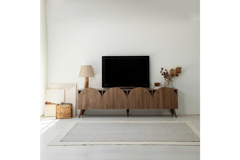 Mesta Fritstående Tv-bord 180 cm med Opbevaring i Valnød - Brun - Møbler - TV borde & mediemøbler - TV-borde