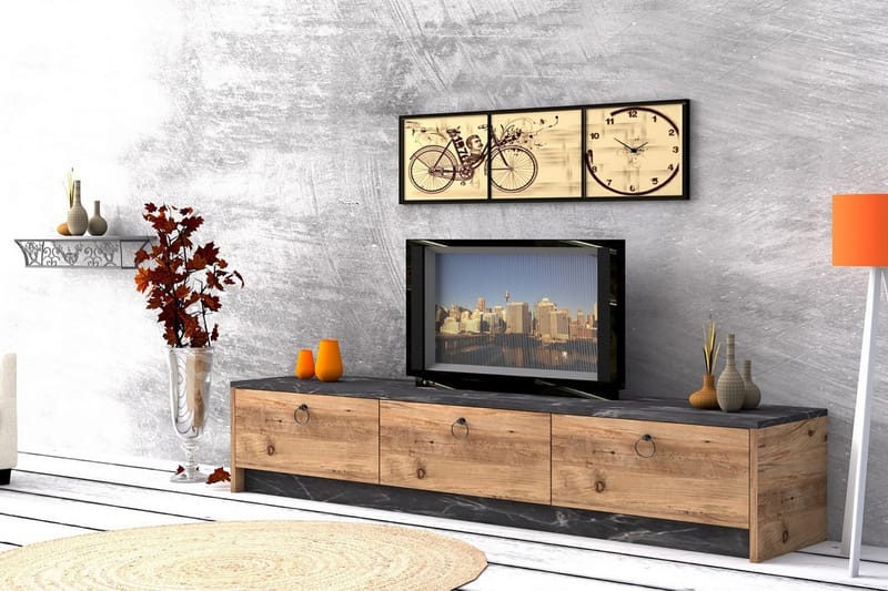 Mezydlo TV-Bord 160 cm - Valnød|Sort - Møbler - TV borde & mediemøbler - TV-borde