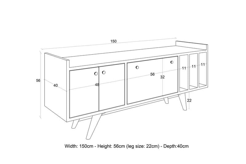 Midelt TV-bord 150 cm - Antracit/Natur - Møbler - TV borde & mediemøbler - TV-borde