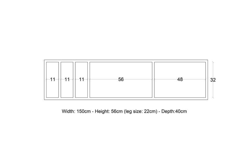 Midelt TV-bord 150 cm - Antracit/Natur - TV-borde