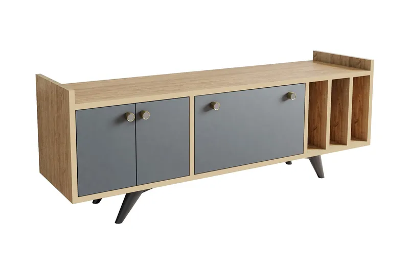 Midelt TV-bord 150 cm, Antracit/Natur