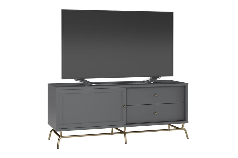Mirela Fritstående Tv-bord 150 cm med Opbevaring i Malet Træ - Grå - Møbler - TV borde & mediemøbler - TV-borde