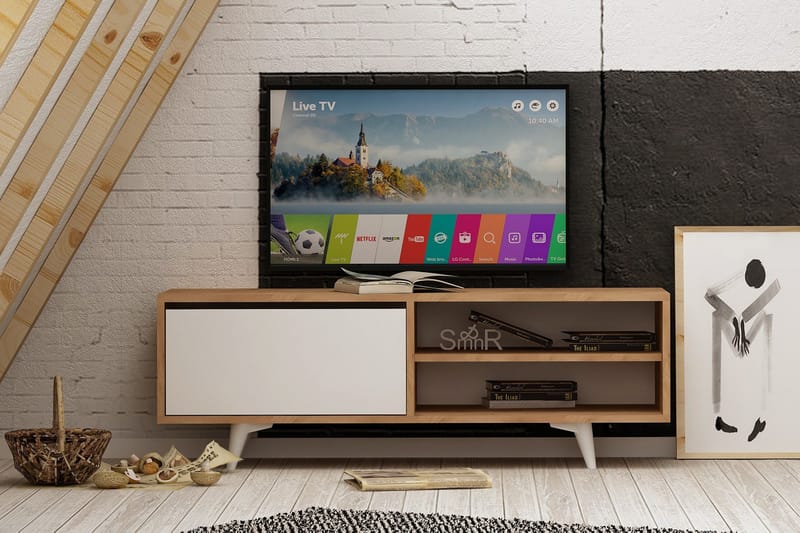 Mod Design Medieopbevaring 120 cm - Træ/hvid - TV-borde