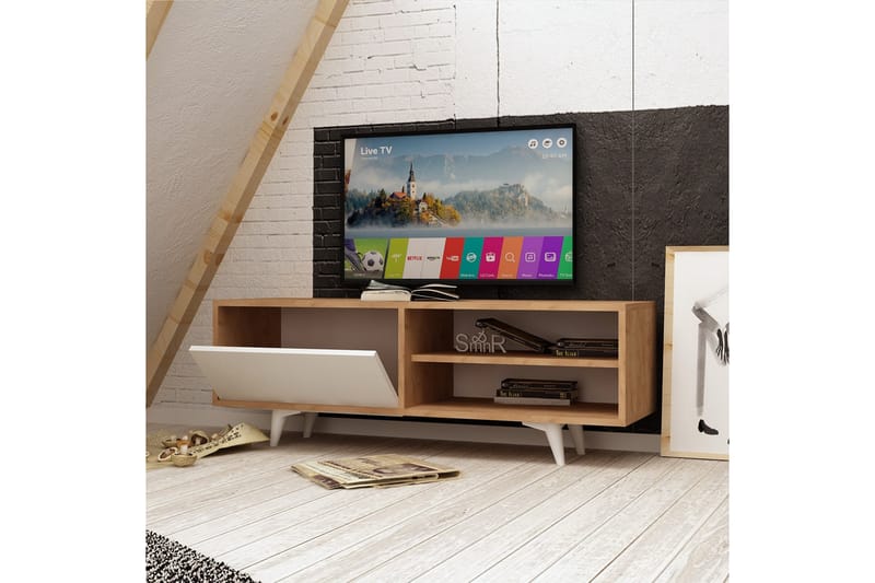 Mod Design Medieopbevaring 120 cm - Træ/hvid - TV-borde
