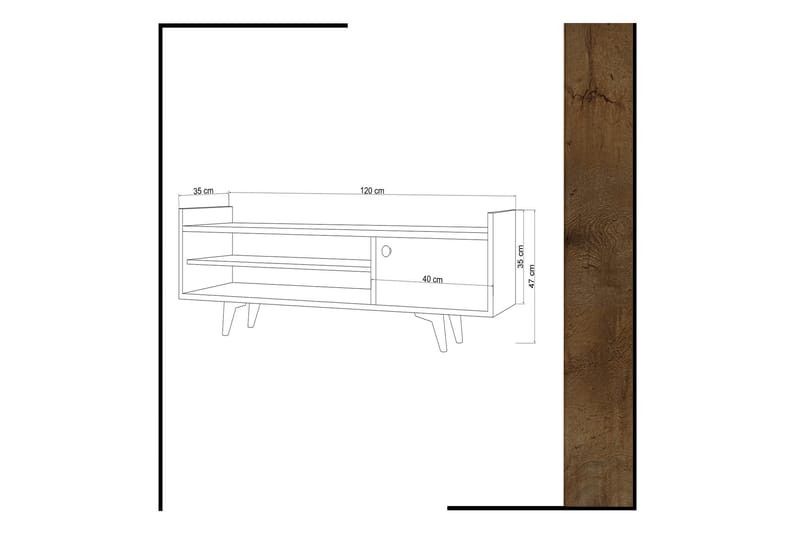 Mod Design TV-bænk 120 cm - Træ/hvid - TV-borde