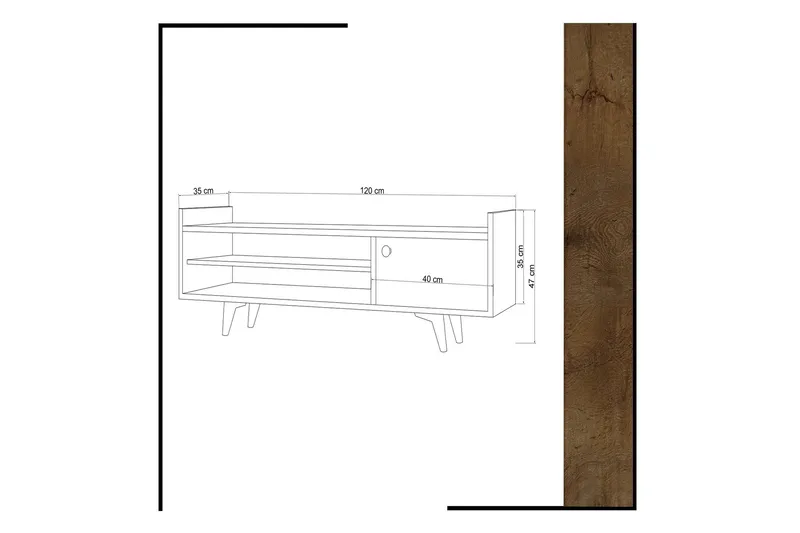 Mod Design TV-bænk 120 cm - Træ/hvid - Møbler - TV borde & mediemøbler - TV-borde