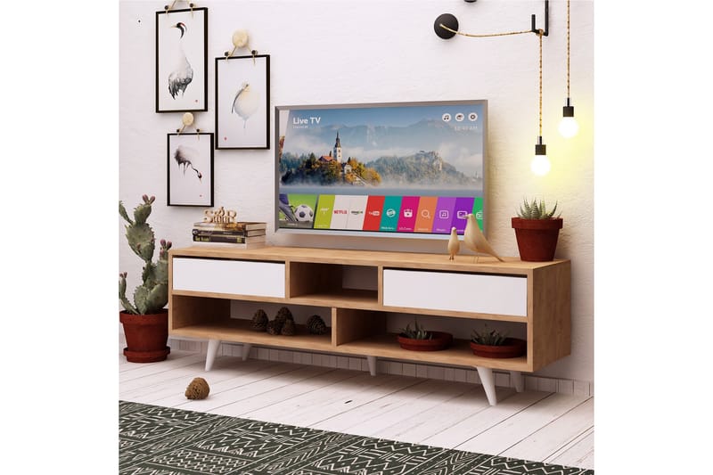 Mod Design TV-bænk 140 cm - Træ/hvid - TV-borde