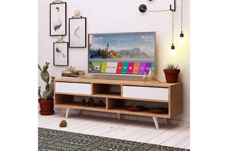 Mod Design TV-bænk 140 cm - Træ/hvid - Møbler - TV borde & mediemøbler - TV-borde