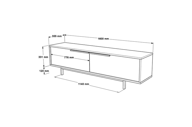 Munish TV-Bord 160 cm - Oak/Valnød finér - Møbler - TV borde & mediemøbler - TV-borde