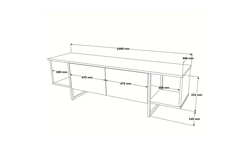 Mushir TV-Bord 160 cm - Hvid - TV-borde