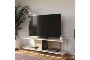 Nadzeya Fritstående Tv-bord 152,9 cm med Opbevaring i Træ med Metalramme - Beige - Møbler - TV borde & mediemøbler - TV-borde