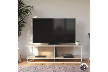 Nadzeya Fritstående Tv-bord 152,9 cm med Opbevaring i Træ med Metalramme - Beige - Møbler - TV borde & mediemøbler - TV-borde