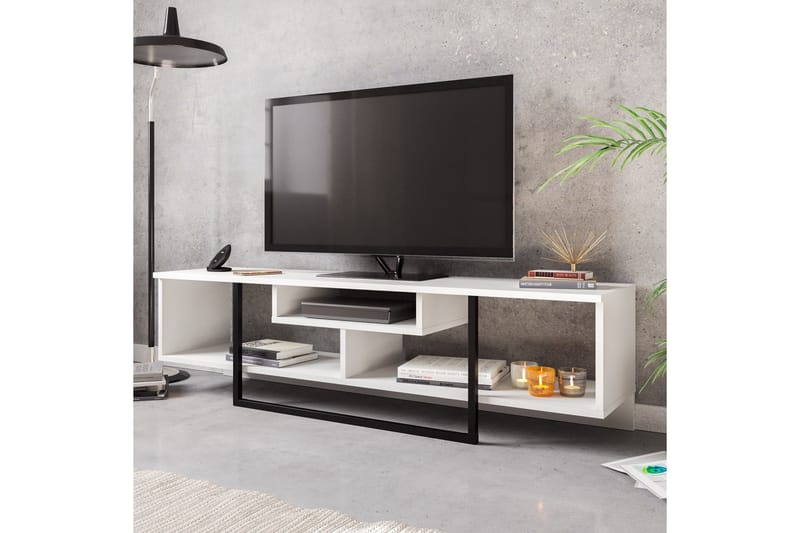 Naftali Fritstående TV-bord 149 cm med Opbevaring i Malet Træ - Hvid - Møbler - TV borde & mediemøbler - TV-borde