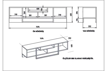Naftali Fritstående TV-bord 149 cm med Opbevaring i Malet Træ - Hvid - Møbler - TV borde & mediemøbler - TV-borde