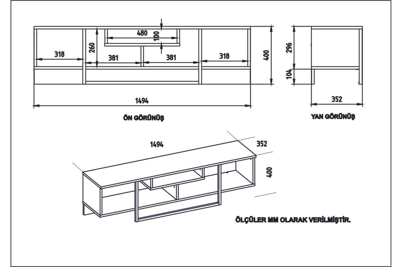 Naftali Fritstående TV-bord 149 cm med Opbevaring i Malet Træ - Hvid - Møbler - TV borde & mediemøbler - TV-borde