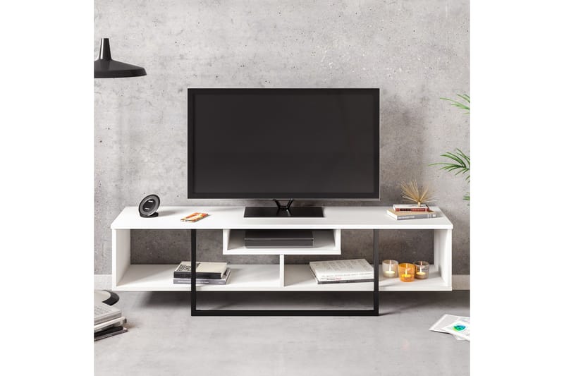 Naftali Fritstående TV-bord 149 cm med Opbevaring i Malet Træ - Hvid - Møbler - TV borde & mediemøbler - TV-borde