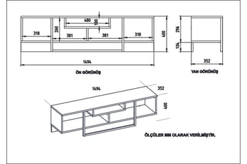 Naftali TV-Bord 149 cm - Valnød|Sort - Møbler - TV borde & mediemøbler - TV-borde