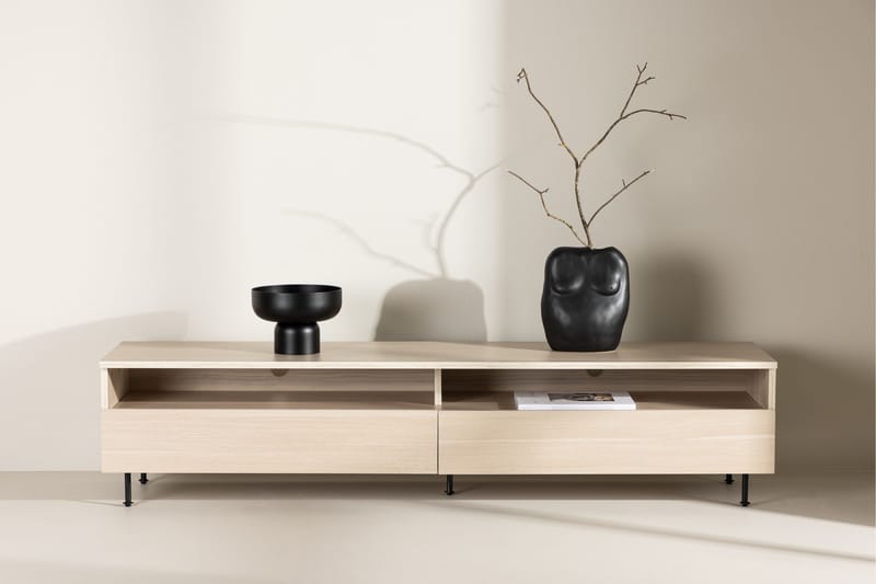 Navarra Gulvstående Tv-bord 180 cm med Opbevaring i Malet Træ - Beige - Møbler - TV borde & mediemøbler - TV-borde