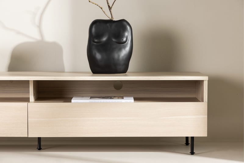 Navarra Gulvstående Tv-bord 180 cm med Opbevaring i Malet Træ - Beige - Møbler - TV borde & mediemøbler - TV-borde