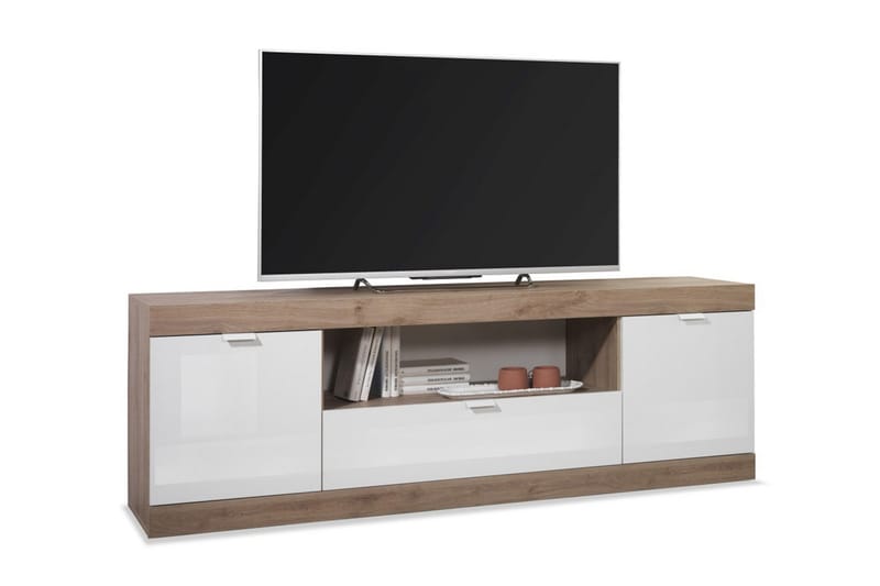 Nicery TV-Bænk 180 cm - Hvid/Brun - TV-borde