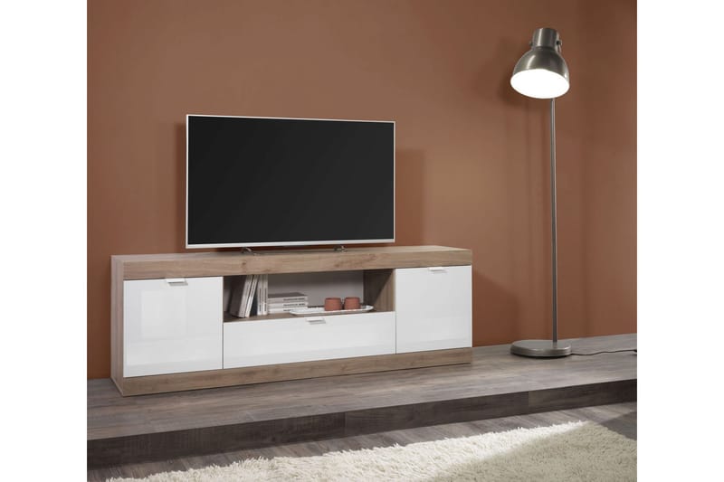 Nicery TV-Bænk 180 cm - Hvid/Brun - TV-borde